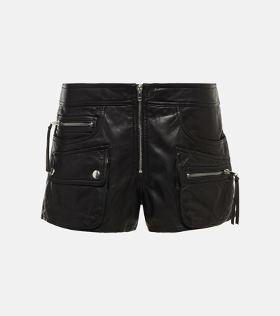 Isabel Marant Coria Leather Cargo Shorts In Black