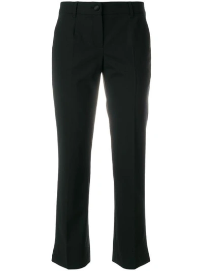 Dolce & Gabbana Pleated Silk Blend Skinny Pants In Black