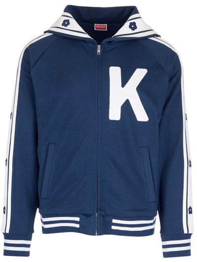 Kenzo Elephant-print Varsity Jacket In Bleu Nuit