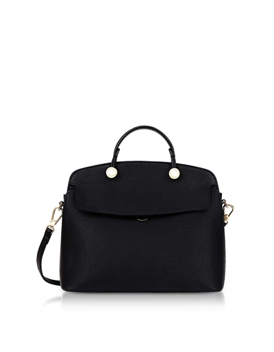 Furla Onyx Leather My Piper Small Satchel In Black
