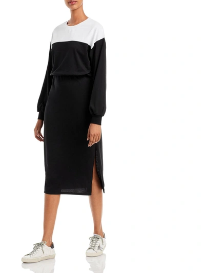Aqua Womens Colorblock Knit Midi Dress In Black