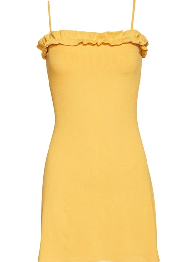 Bb Dakota By Steve Madden Womens Ruffled Sleeveless Shift Dress In Yellow