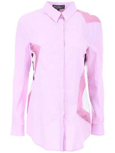 Ferragamo Cotton And Silk Shirt In Pink|rosa