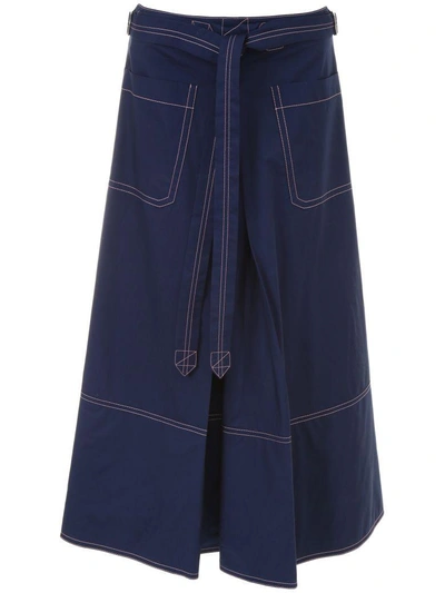 Marni Long Cotton Skirt In Ultramarineblu