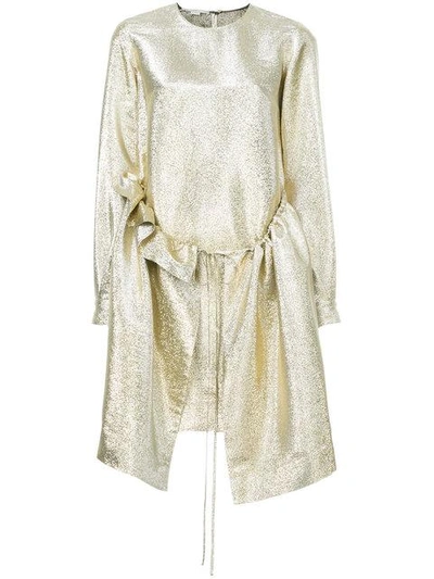 Stella Mccartney Long Sleeved Shimmer Dress In Metallic