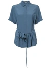 Stella Mccartney Short Sleeved Ruffle Trim Shirt In Blue