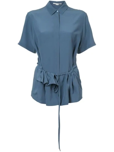 Stella Mccartney Short Sleeved Ruffle Trim Shirt In Blue