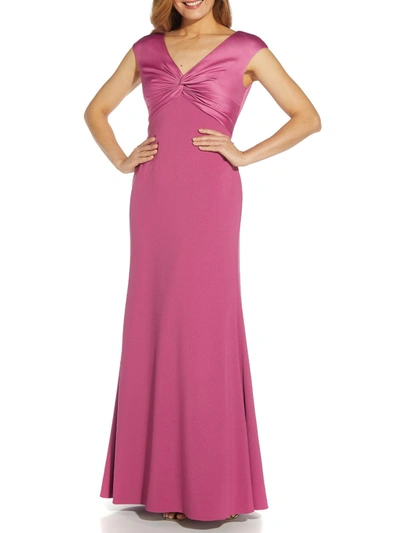 Adrianna Papell Womens Satin Crepe Evening Dress In Pink