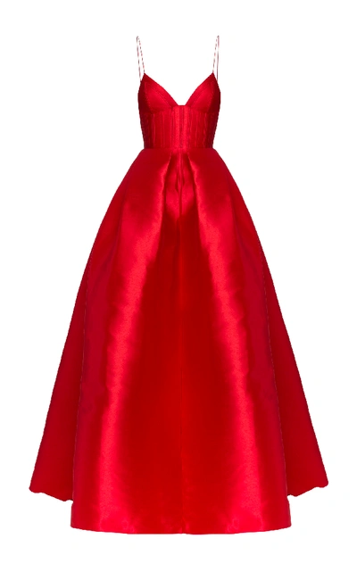 Alex Perry Alder Italian Silk Gown In Red