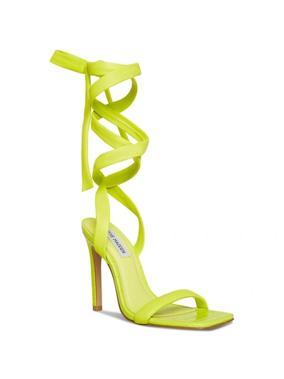 Steve Madden Utilize Womens Faux Leather Leg Strap Heels In Yellow