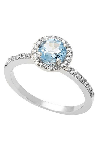Effy 14k White Gold Aquamarine & Diamond Halo Ring In Blue