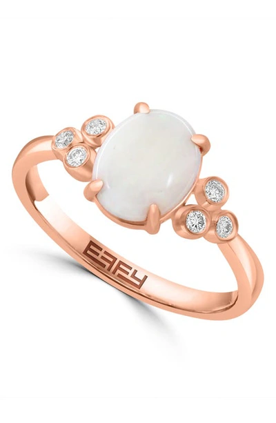 Effy 14k Rose Gold Opal & Diamond Ring In White