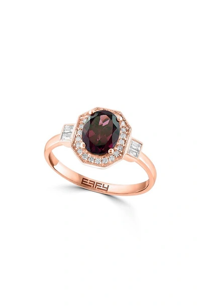 Effy 14k Rose Gold Rhodolite Garnet & Diamond Ring In Red