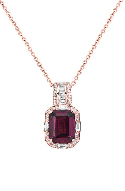 Effy 14k Rose Gold Rhodolite Garnet & Diamond Pendant Necklace In Red