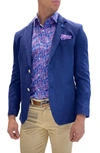Tailorbyrd Solid Two-button Linen Blend Sport Coat In Navy