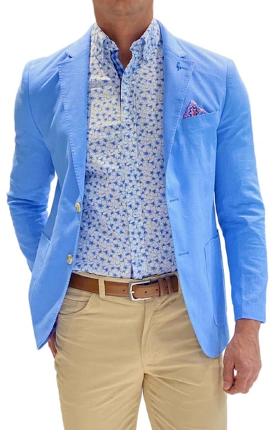 Tailorbyrd Solid Two-button Linen Blend Sport Coat In Sky Blue