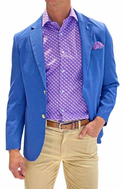 Tailorbyrd Solid Two-button Linen Blend Sport Coat In Denim Blue