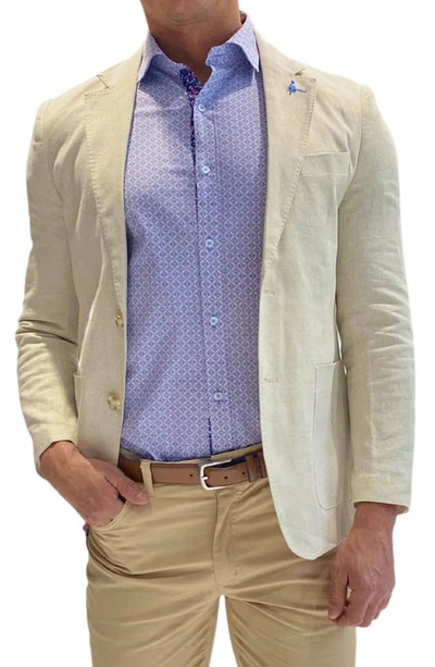 Tailorbyrd Solid Two-button Linen Blend Sport Coat In Natural