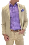 Tailorbyrd Solid Two-button Linen Blend Sport Coat In Khaki