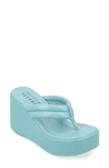 Journee Collection Shareene Tru Comfort Platform Wedge Thong Sandal In Blue