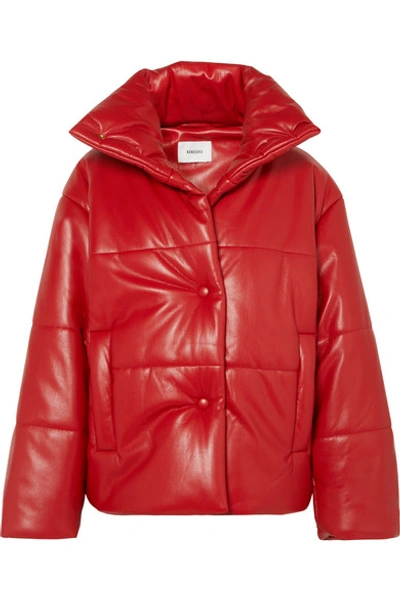 Nanushka Hide Oversized Quilted Vegan Leather Jacket In Red