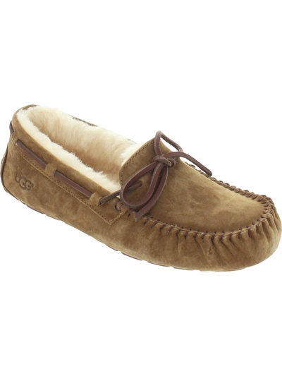 Ugg Dakota Womens Suede Sheepskin Lined Moccasin Slippers In Espresso Suede
