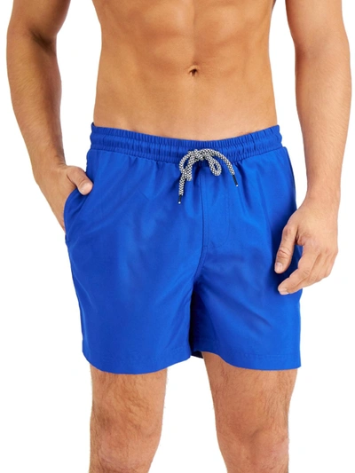 Inc Mens Solid Pocket Swim Trunks In Blue