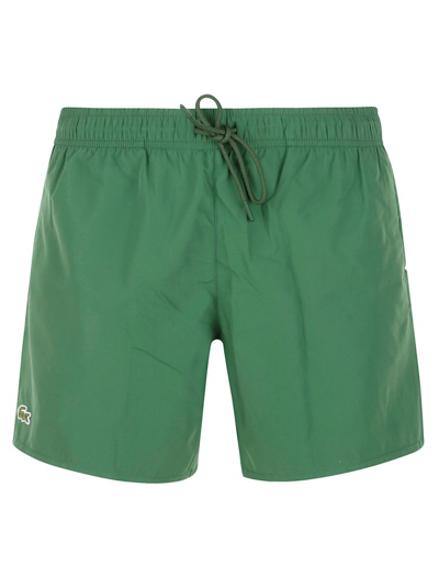 Lacoste Logo Nylon Swim Shorts In Green