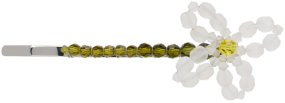 Simone Rocha Crystal Beaded Daisy Hair Clip In Daisy