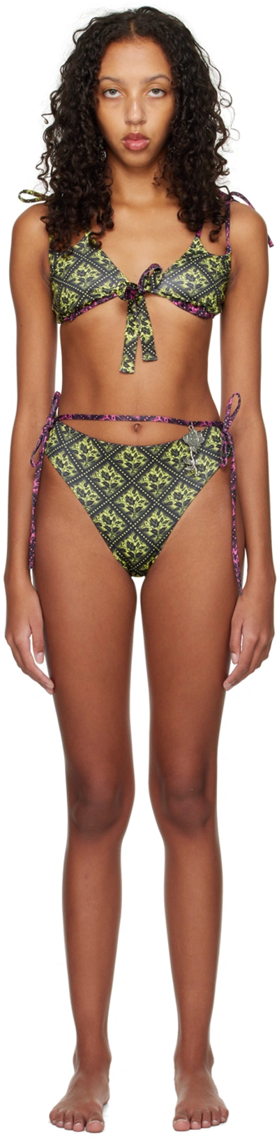 Chopova Lowena Reversible Bikini Top In Pink Floral