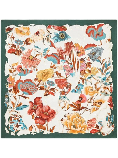Ferragamo Kintsugi Silk Floral-print Scarf In Multicolour