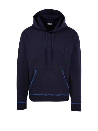 Etro Logo-patch Pullover Hoodie In Navy