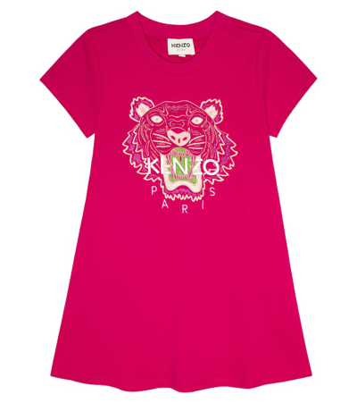 Kenzo Kids' Embroidered-logo Dress In Pink