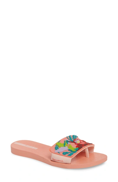 Ipanema Nectar Floral Slide Sandal In Orange/ Pink