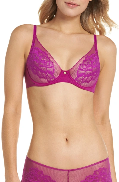 Natori Flora Contour Underwire Bra In Pop Peony/ Buff