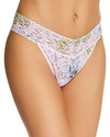 Hanky Panky Garden Stripe Original-rise Lace Thong In Garden Stripe Pink