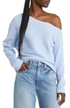 Treasure & Bond One-shoulder Thermal Knit Sweater In Blue Windsurfer