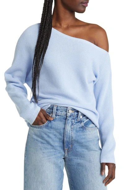 Treasure & Bond One-shoulder Thermal Knit Sweater In Blue Windsurfer