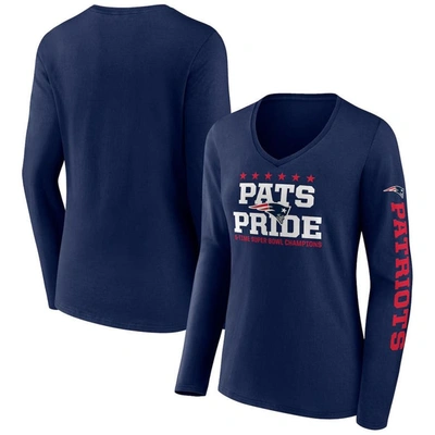 Fanatics Branded Navy New England Patriots Hometown Sweep Long Sleeve V-neck T-shirt