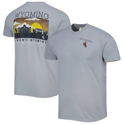 Image One Gray Wyoming Cowboys Campus Scenery Comfort Color T-shirt