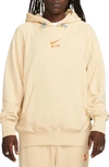 Nike French Terry Hoodie In Sesame/ Safety Orange