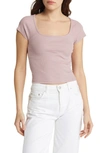 Madewell Brightside Square Neck T-shirt In Warm Thistle