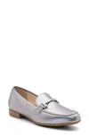 Ara Kelowna Loafer In Silver Metallic Leather