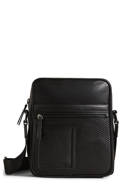 Ted Baker Canney Leather Flight Bag In Black