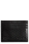 Ted Baker Dirk Textured Leather Card Holder In Black