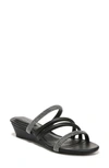 Lifestride Yours Truly Wedge Sandal In Black Faux Leather