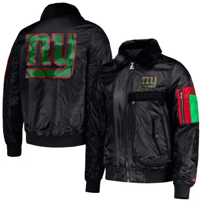 Starter X Ty Mopkins Black New York Giants Black History Month Satin Full-zip Jacket