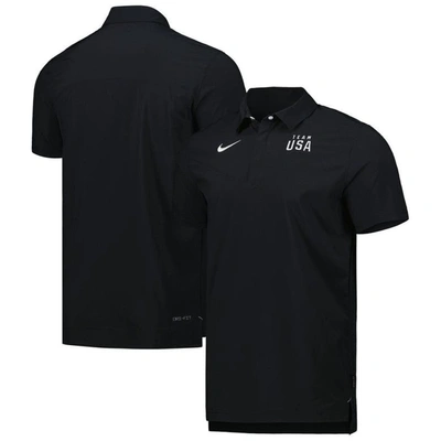 Nike Men's  Black, White Team Usa Coaches Performance Polo Shirt In Black,white