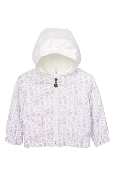 Moncler Babies' Kids' Alose Hooded Logo Print Jacket In Purple Print