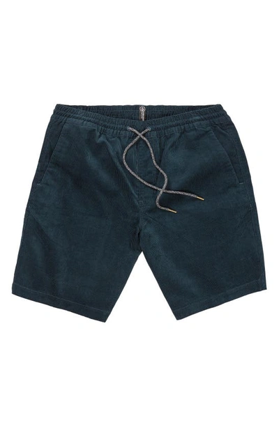Volcom Frickin' Mix Elastic Waist Cotton Shorts In Cruzer Blue